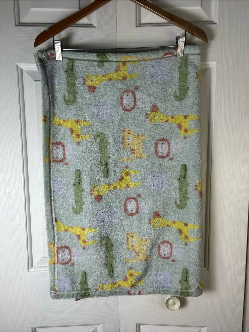 Parent's Choice Green Safari Animals Baby Blanket Giraffe Alligator Lion Tiger